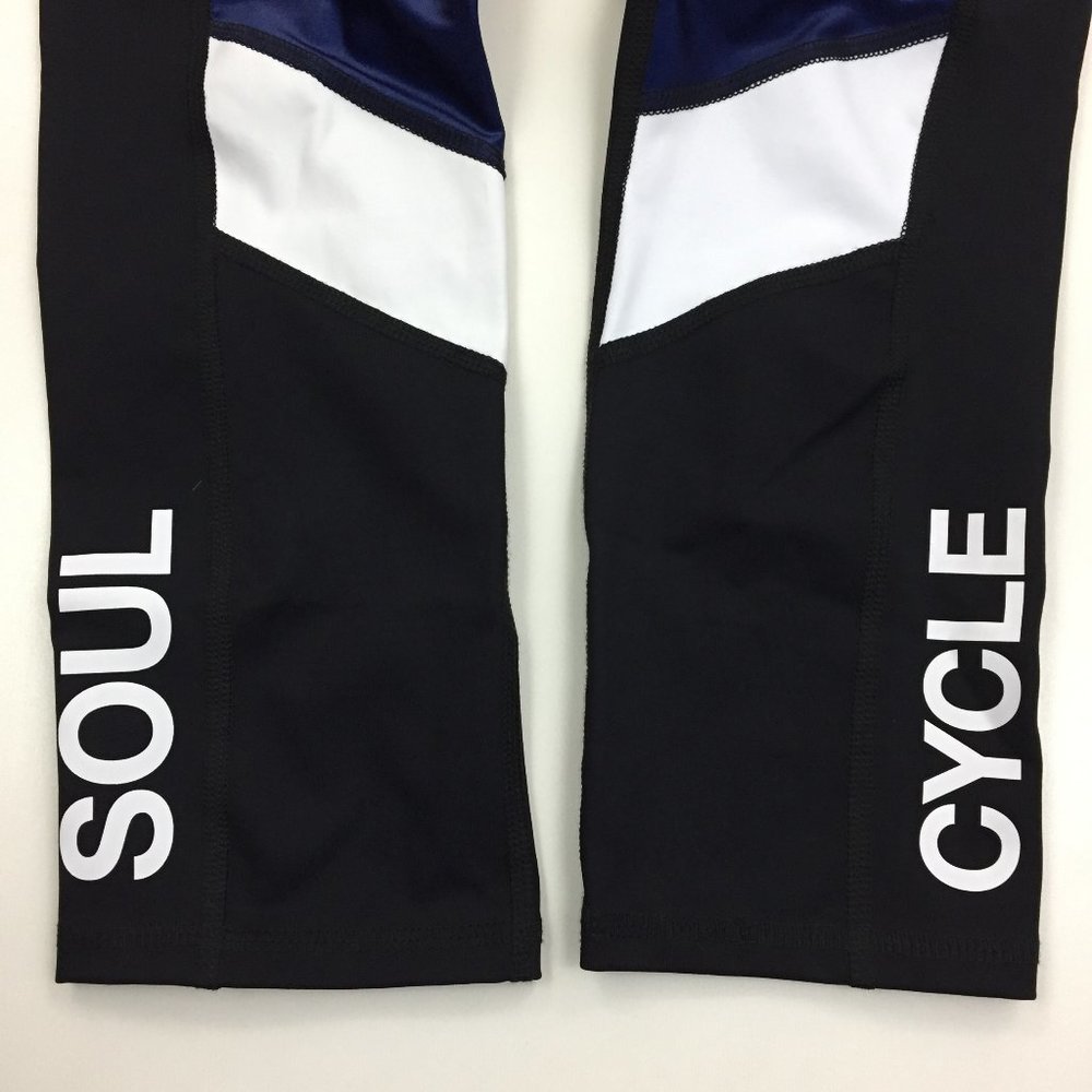 NWT SOULCYCLE Black Blue White Colorblock Capri Cropped Active Leggings - Picture 6 of 10